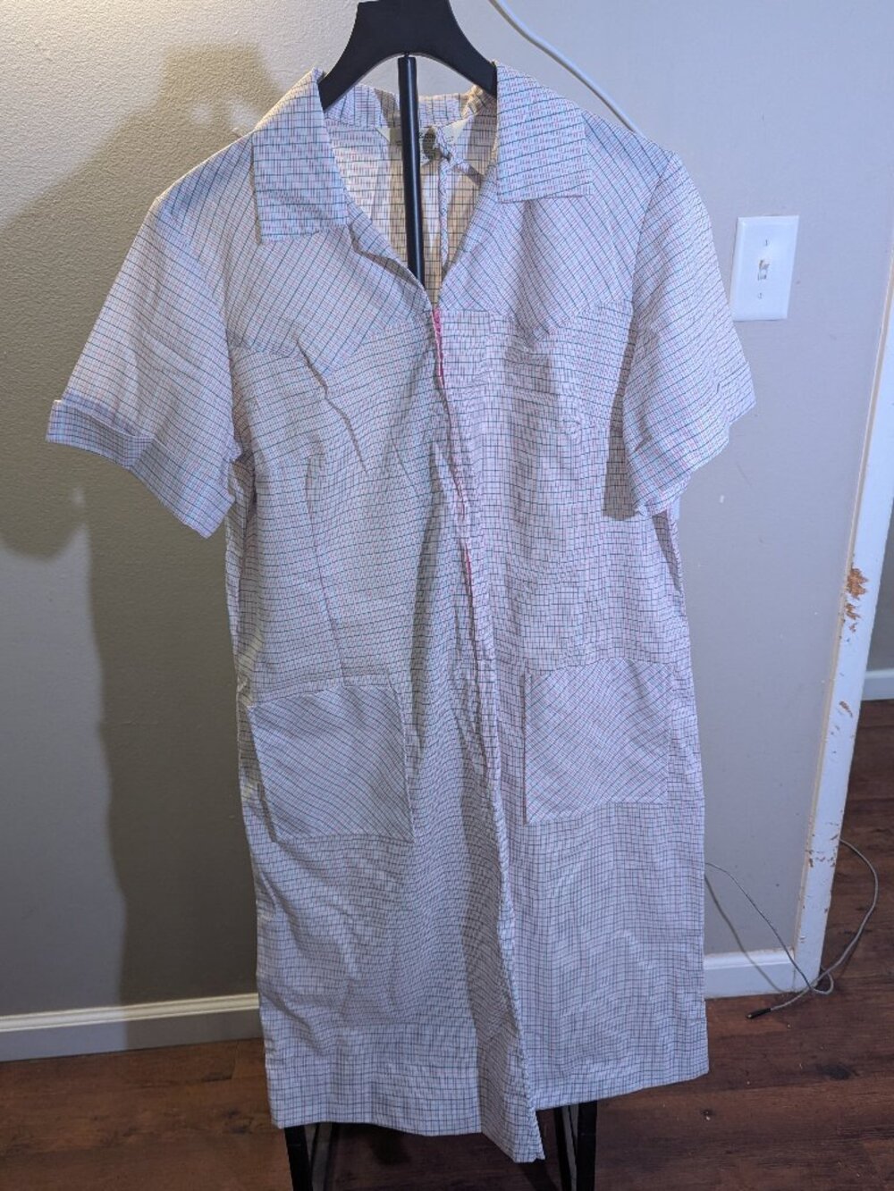 Vintage Sears Zip & Dash Multicolor Stripe Zip Front Dress w/ Tie, 2 Pockets